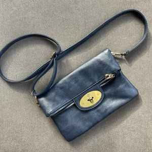 Navy Blue Mulberry Fold Over Crossbody Purse